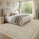 Nakagishi Neutral 8x10 Area Rugs for Living Room Washable, Vintage Brown | Pet & Kid Friendly, Non-Slip, Soft, Low-pile Carpet for Living Room/Bedroom/Dining Room/Nursery, Stain Resistant Vintage