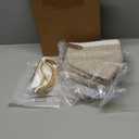 Colingmill 3 Pack Easter Small Woven Basket for Gifts with Handles Clear Bags and Ribbons Empty Storage Basket Decorative Chest Box for Easter Wedding Present (White and Khaki,12"x 8"x 5")