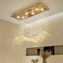 Modern Gold Wave Rectangular Chandelier for Dining Room Over Table, 6-Lights Raindrop Elegant Ceiling Light Fixture for Kitchen Island, Funny Flush Mount Pendant Light for Kids/Girls Room, l23.6'' X W9.8'' X H27.6''