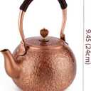 Hammered Copper Tea Kettle | Premium 1.6 Quart Copper Cookware Stovetop Safe Copper Teapot, Coating-Free Non-Toxic Design, Traditional Handmade Craftsmanship | Durable Rust-Resistant Tea Kettle