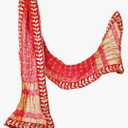 Chunari bandhej Large Pooja Cloth Chunari Ethnic Look Marwadi Chunri Odhna Bandhej Bandhani Brooch Stole Dupatta Chunar(POMCHA)for Indian Traditional Karwachauth Pooja Festival Decor(2.25 Meter)(Red)