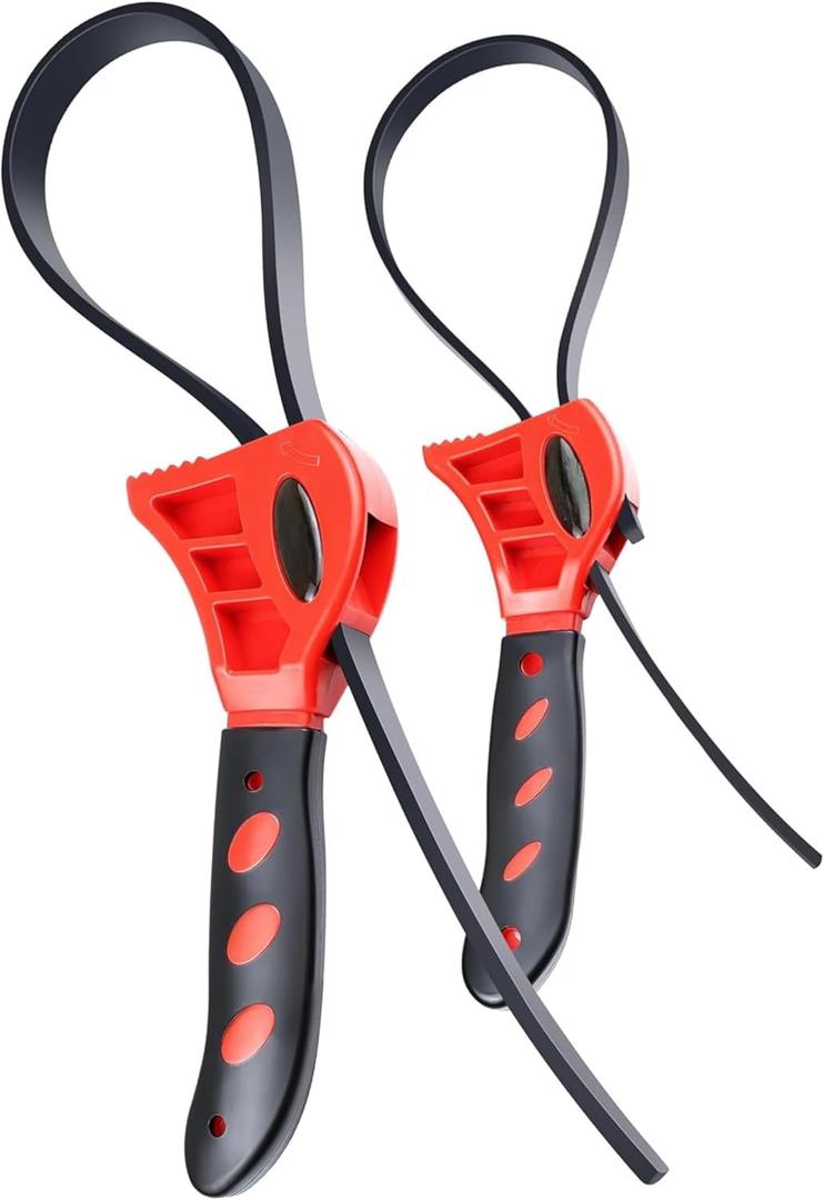 Anabiya’s Creation - 2-Pack Adjustable Rubber Strap Wrench – 6" & 8" Multi-Use Belt Wrench for Plumbing, Shower Heads, Oil Filters & Jar Opening | Strong Grip Jar Opener for Weak Hands