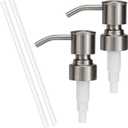 Soap Dispenser Pump Replacement 304 Stainless Steel for Regular Mouth Bottle for Standard 28/400 Thread Size Kitchen Bathroom Lotion Refill Dispenser 2 Pack(Brushed Nickel)