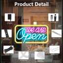 Neon We Are Open Signs for Business, 16.5''x 9'' Open Sign LED, Super Bright & Easy to Spot Open Neon Sign(Pink&Blue&Yello), with ON/OFF Switch & Adapter, Ideal for Window, Party, Wall, Bars, Coffee
