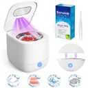 Sonolab Ultrasonic Retainer Cleaner Machine with Removable Tank and Cleaning Tablets, 45kHz Sonic Dental Cleaning Pod, 240ml Large Capacity Ultrasonic UV Cleaner for Dentures, Aligners, Mouth Guards (White-1 Bathtub)