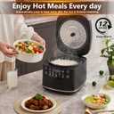 Portable Digital Rice Cooker, 6-Cup (Uncooked)/12-Cup (Cooked) Small Rice Maker with Steaming Basket, Mini Rice Cooker with 2L Removable Nonstick Inner Pot, 10 Menu Options, Auto Keep Warm, 24 Hour Delay Timer (Black)
