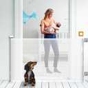 Upgraded Retractable Baby Gate for Stairs, 33"Tall Expands 55"Wide Ideal Safety Solution Dog Gate for Stairs Doorways Hallways Indoor Outdoor Mesh Baby Gate Retractable Screen Door(White,86CMx140CM)