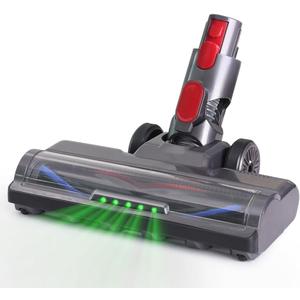 Laymi Hardwood Floor Attachment for Dyson V7 V8 V10 V11 V15 Vacuum Cleaners with LED Headlights, V Shape Turbo Bristle Roller Brush Cleaner Head Replacement Parts