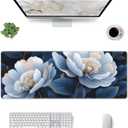 Gaming Mouse Pad, Large Non-Slip Rubber Base Mousepad, Keyboard Mouse Mat, Desk Pad with Stitched Edges, 31.5x11.8inch, Gorgeous Flowers