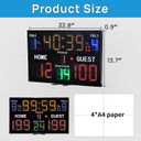 YZ LED Basketball Scoreboard with Shot Clock, Portable Scoreboard Basketball, Digital Scoreboard with Remote, Electronic Scoreboard with Timer Clock, Digital Score Keeper Outdoor, Size: 22.8”x13.7”x0.9”