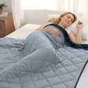 ZonLi 20lbs Weighted Blanket for Adults Sleeping, Double-Sided All Season Reversible 75D Cooling Mesh & Warm Ribbed Microfiber, 48"x72" Navy Blue Contrast Color, Machine Washable