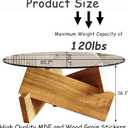 Honyee Modern Round Coffee Table, 30.7" x 30.7" x 16.1" Tempered Glass Top for Living Room, Color: Natural Wood