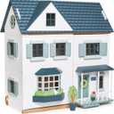 Tender Leaf Toys - Dovetail House - Large Luxury 27.36" Tall 3 Story Doll House with 6 Rooms - Gender-Neutral Dollhouse - Encourage Creative and Imaginative Fun Play for Children - Age 3+