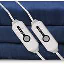 Electric Heated Blanket 84"x90" Queen Size, Soft Coral Fleece, Dual Controllers with 4 Heating Levels and 10 Hours Auto-Off, Machine Washable, Cozy Plush Fabric for Home, Dark Blue