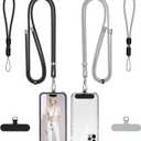 takyu Phone Lanyard, 2 Pack Adjustable Cell Phone Lanyard Crossbody Neck Strap & 2 Pack Phone Wrist Strap with 2 Pcs Tether Tabs Compatible for iPhone Android Smartphones-Black Grey