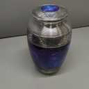 M MEILINXU Urn for Ashes Adult Male & Female, Cremation Urns for Human Ashes Adult Man & Woman, Aurora Borealis Cremation Container, Funeral Decorative Urn for Burial, Blue Cosmic Galaxy  Large