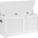 VASAGLE Storage Chest, Storage Bench with 2 Safety Hinges, Farmhouse Style, 15.7 x 39.4 x 18.3 Inches, for Entryway, Bedroom, Living Room, Cloud White ULSB061T10