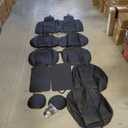  4 seat covers, 4 seats back covers, two head covers and two black covers, pack of 12 pieces. Size back covers with head covers: 34×22 inch . Size back covers without head covers is : 21×23 inch. Size 1st pair seat covers is: 21×22 inch. 2nd pair seat covers size is : 24×21 inch . Seat Head covers size is : 10×10 inch. Black cover size is 22*12,5 inch