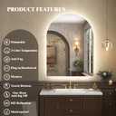 24x36 Inch Backlit Arched LED Mirror for Bathroom