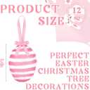 12 Pcs Easter Eggs Hanging Ornaments Cute Yarn Eggs Ornaments with Bow Easter Colorful Tree Decorations for Spring Party Home Decor Supplies