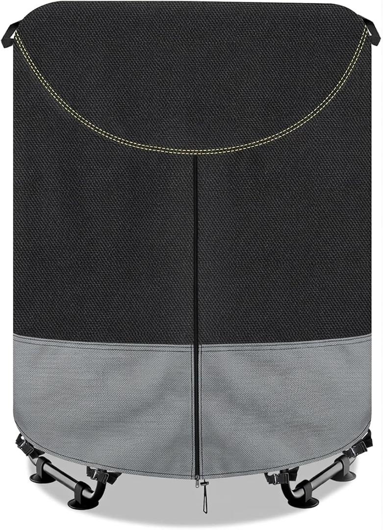 Kids Trampoline Cover ,600D Heavy-Duty outdoor waterproof trampoline cover, UV-Resistant and Windproof,suitable for 55–60 inch round kids' trampolines with Drawstring & Buckles - black&Gray