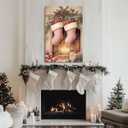 GSPQAZ Christmas Stockings Wall Art - Cozy Holiday Canvas Print for Vintage Christmas Decor 12x18inch-Unframed (7)