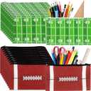 24 Pcs Football Pencil Bags Touchdown Pencil Pouch Bulk Sports Football Makeup Bag Ball Field Pencil Case Sport Cosmetic Bag Sports Themed Zipper Bags for Kids Adult Party Decorations School Supplies