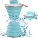 Collapsible Water Bottle, Camping Cup With Carabiner, Reuseable Silicone Foldable Leak Proof Portable Sports Travel Water Bottles For Outdoor, Travel Gym Hiking, BPA Free, Cycling Cups with Carabiner (Green)