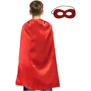 TopTie Satin Superhero Capes and Eyeflap Set, Halloween Festival Event Costumes and Dress Up for Kids & Adults (27 1/2" H x 23 1/2" W, Red)