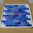 Blujellyfish Blue Glass Porcelain Tile Box of 5 Square Feet Iridescent Starry Sky Backsplash Tile for Swimming Pool Kitchen Bathroom TSTNB18 (5 Square Feet)