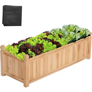 VIVOSUN 3.6 x 1.3Ft Wooden Raised Garden Bed, 43.5 x 16 x 14 Inches, Outdoor Wood Planter Box with Screwdriver and a Liner for Garden, Patio, Balcony, Backyard and Outdoors
