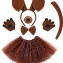 6 Pcs Puppy Costume for Women Include Dog Ears Headband,Bow Tie Tail Nose Paw Gloves and Tutu Skirt for Halloween
