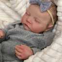 Realistic Reborn Baby Dolls Girl 17-Inch Soft Vinyl Lifelike Real Life Baby Dolls Babe Reborn Accessories for 3+ Years Old (Gray)