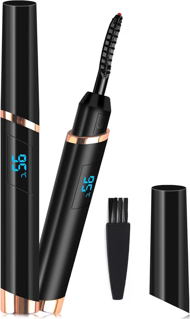 Heated Eyelash Curler, Electric Eyelash Curler, Rechargeable Lash Curler for Makeup Natural Curling Eye Lashes and 24 Hours Long Lasting - Black 2025 Updated New Model
