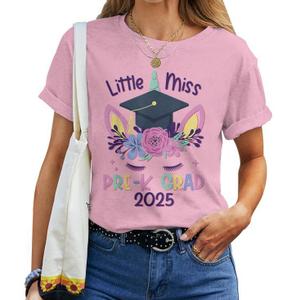 Little Miss Pre-K Grad Preschool Prek Graduation 2025 Women T-shirt, 4T Size
