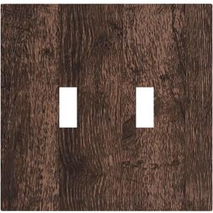 Light Switch Cover Plate Rustic Brown Wood Plank Retro Wooden Board 2 Gang Double Switch Plate Covers Toggle Wallplate Decorative Outlet Covers Electrical Switchplate for Farmhouse Home Decor