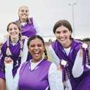 Norme 4 Pcs Mini Homecoming Decoration - 5.9" 2025 Homecoming Mum Flower & Ribbon Hand Accessories Set for Back to School Party Events Favors Supplies(Purple)