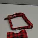 Tunkoo Christmas Dog Collar with Bow Tie - Super Cute Red Cotton Plaid Pet Collar, Adjustable in Small Medium Large for Girls Boys Dogs, M