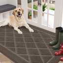 BEQHAUSE Dirt Trapper Door Mat 36" x 60", Doormat Non-Slip Entryway Rugs Washable, Dog Door Mat Stain Resistant and Absorbent Welcome Floor Mat for Front Back Door, Mud Wet Shoes & Paws, Light Brown