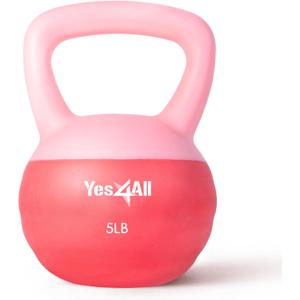 Yes4All Soft Kettlebell, PVC Kettlebells Exercise Weights & Color-Coded Strength Training Kettlebells (5 lb), Gentle Hand Weights for Women at Home