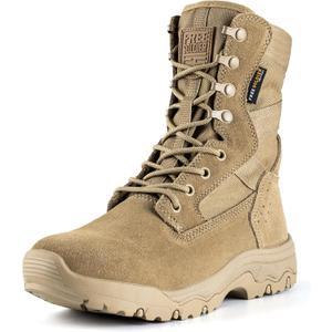FREE SOLDIER Womens Tactical Boots 8 Inches Lightweight Combat Boot Durable Military Work Outdoors Boots Desert Boot for Women (7, Tan-thin)