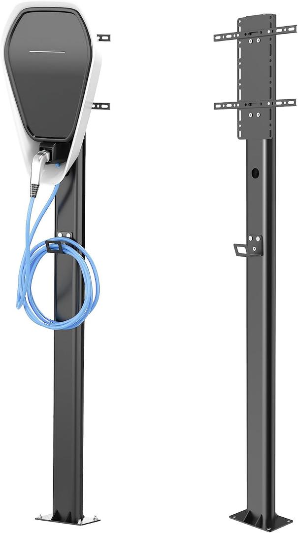 Universal EV Charger Pedestal Stand, 59-Inch Floor Mount with Cable Hook