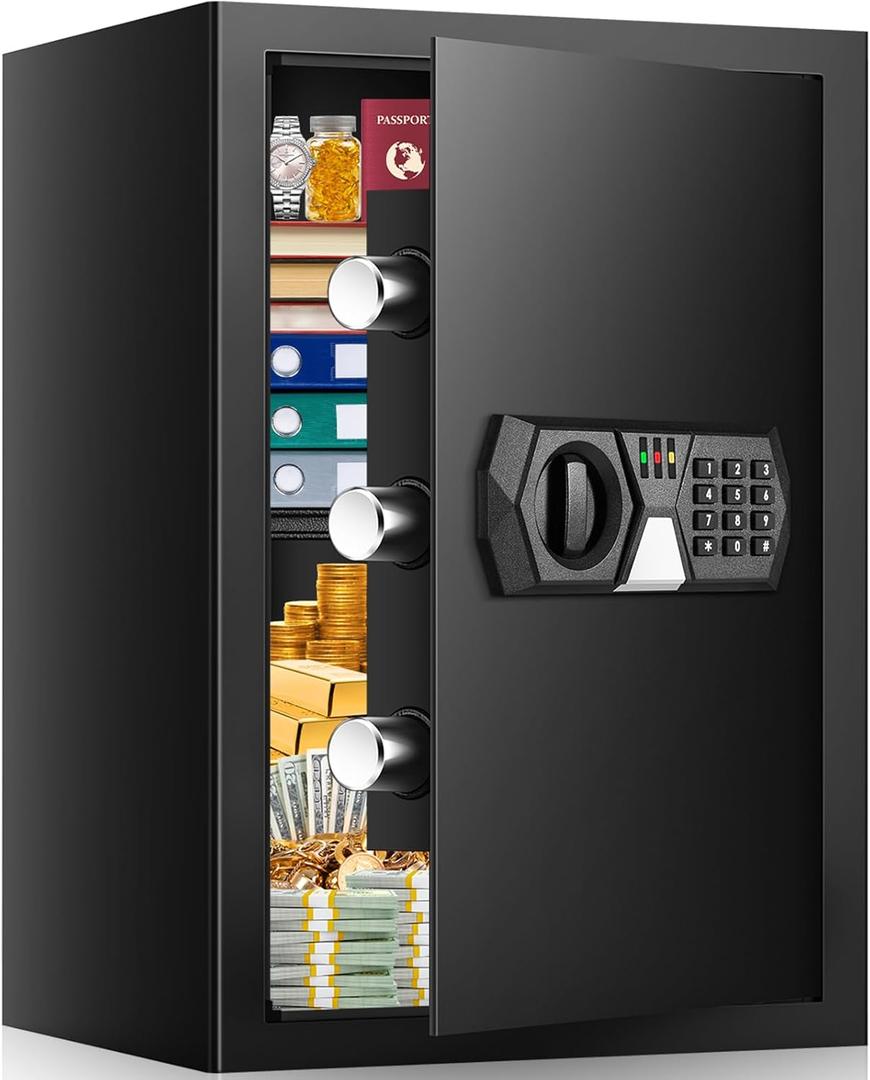 3.4 Cuft Fire Proof Safe for Home Documents, Safe Box Fireproof Waterproof, Digital Security Fire And Water Proof Safes Box With Combination Keypad, Mute Mode, Anti-Theft Alert Jewelry For Money Cash