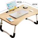 Lap Desk with Storage Drawer, Holders for Cup and Tablet, Laptop Bed Tray Table with Foldable Legs, Laptop Bed Stand, Portable Standing Table for Sofa Couch Floor (23", Walnut)