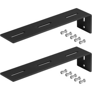 2 Pack 13-1/4" x 3" Black Awning Brackets, Heavy Duty Universal L Roof Rack Mounting Bracket for RV Vehicle Car Truck Accessories