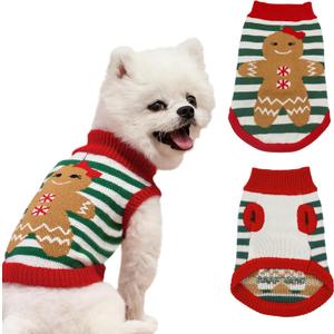 Dog Sweaters Pet Christmas Knitted Sweater Gingerbread Girl Jumper Coat for Puppy Sweaters Warm Outfit for Dog Cat (M)