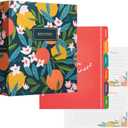 Jot & Mark 8.5" x 9.5" 3 Ring Recipe Binder with 50 Matching 4x6 inch Recipe Cards, 25 Top & Bottom Binder Sleeve Sheet Protector, 5 Full-Page Undivided Sleeves, 6 Sturdy Divider Tabs, Winter Orchard