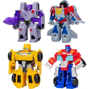 Transformers Toys Heroes vs Villains 4-Pack, Autobot and Decepticon 4.5-Inch Action Figures, Preschool Robot Toys for Kids Ages 3 and Up 