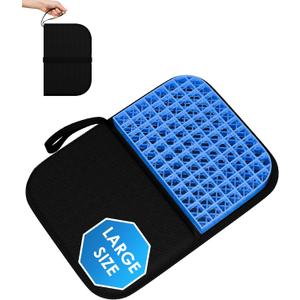 Gel Travel Seat Cushion, Portable Airplane Seat Cushion, 16.5" x 12" Large Size Foldable for Airplane Seats, Office Chair, Camping, Bleachers, Flights, Commute