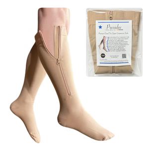 Presadee Closed Toe 30-40 mmHg Extra Firm Zipper Compression Leg Swelling Socks (Nude, 0)
